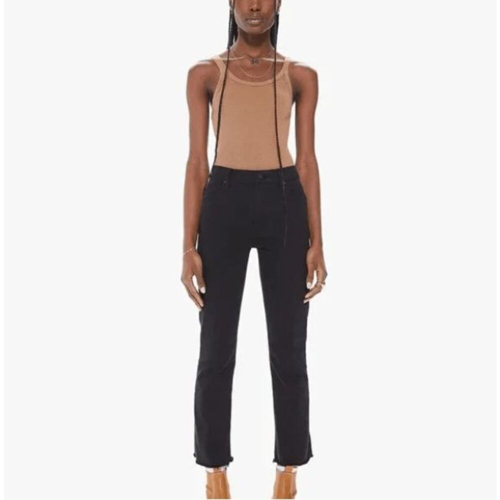 Mother The Ankle Fray Jeans in Pitch‎ Wash Black Denim Size 28